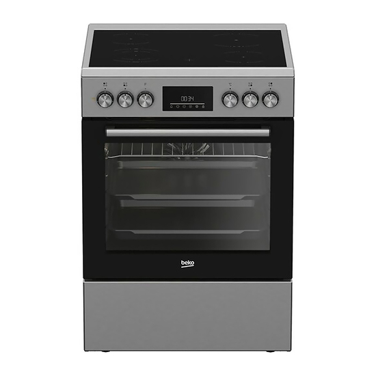 Električni šporet Beko FBE 67310 GX, Keramička ploča, 4 zone, Ventilatorska rerna, 66 l, Inox
