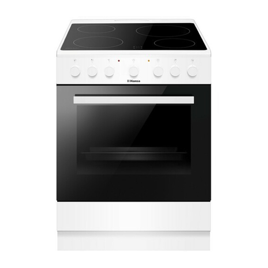 Električni šporet Hansa FCCW 68103, Staklokeramika, 4 zone, Ventilatorska rerna, 62 l, Bela
