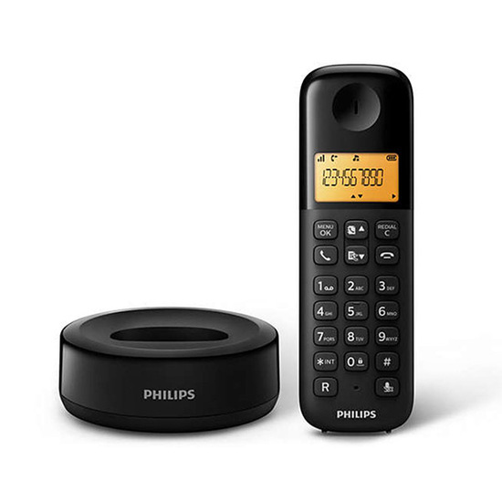 Fiksni telefon Philips D1301B/53, Bežični, Crni