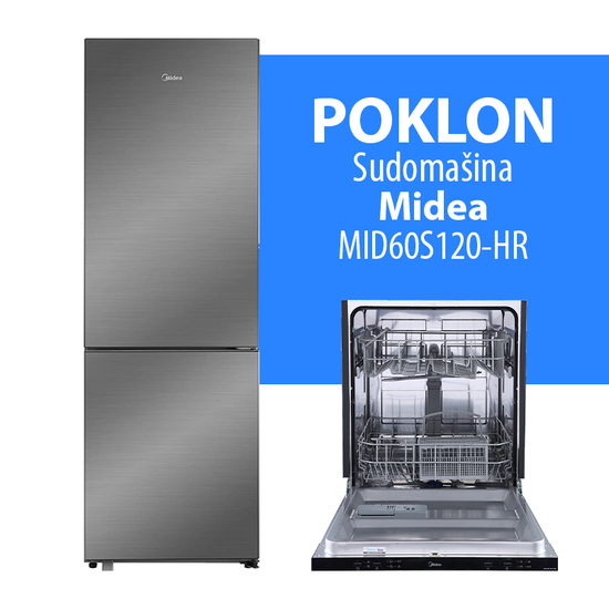 Kombinovani frižider Midea MDRB548MME46, INVERTER, No Frost, 271+130 l, Srebrna + POKLON sudomašina MID60S120-HR