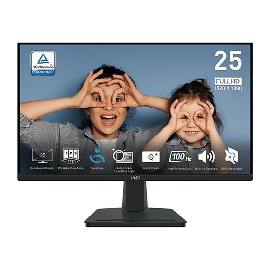 Monitor MSI MP251, 24.5'', 1920x1080 Full HD, IPS, 100 Hz ,1 ms, MPRT, HDMI / DP