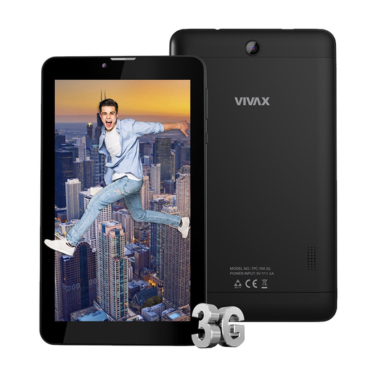 Tablet Vivax TPC-704 3G, Dual Sim, 7'', MTK832 Quad Core Cortex A7 1.3 GHz, 8 GB, 1 GB RAM, 0.3 / 2.0 Mpix, Crna